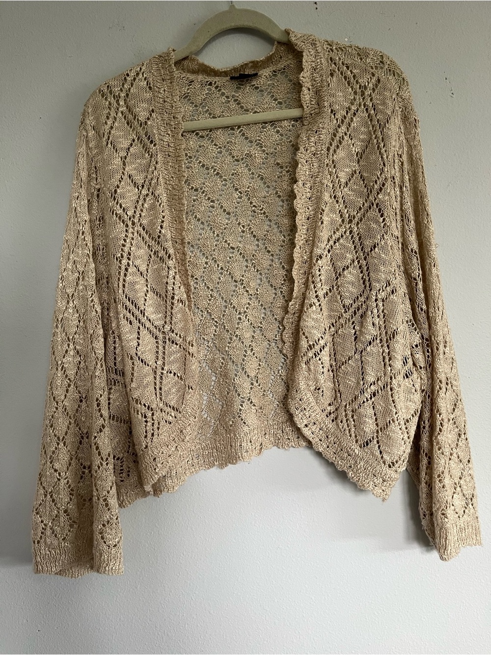 Torrid Women Beige 5X Open Front Cropped Knit Cardigan Shrug Cottage Fairy Boho